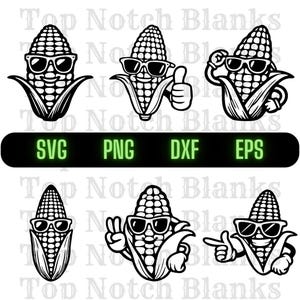 Corn Wearing Sunglasses SVG Bundle: Funny Corn Clipart (Commercial Use)