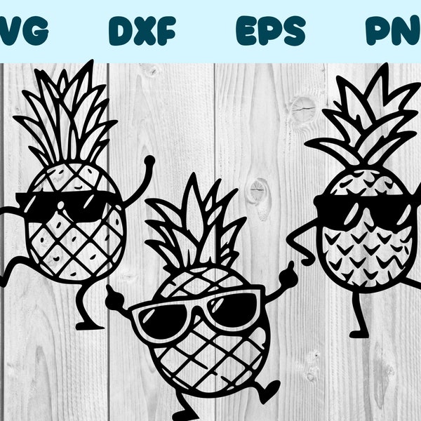 Pineapple Dancing With Glasses Svg Pineapple Wearing Sunglasses Png Pineapple Clipart Pineapple Vector Bundle Pack Commercial Use