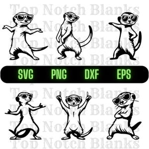 Dansende stokstaartje met zonnebril (svg, png, dxf, eps) digitale bestanden