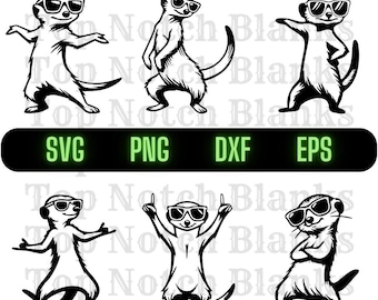 Dancing Meerkat with Sunglasses (svg, png, dxf, eps) Digital Files