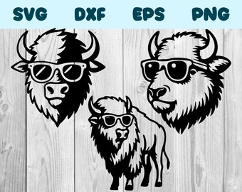 Bison Wearing Sunglasses Svg Bison With Glasses Png Bison With Glasses Clipart Bison Vector Bundle Pack Commercial Use