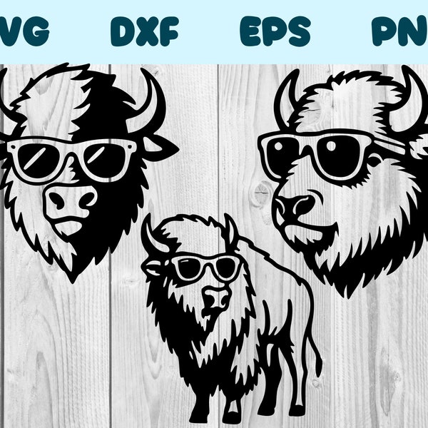 Bison Wearing Sunglasses Svg Bison With Glasses Png Bison With Glasses Clipart Bison Vector Bundle Pack Commercial Use