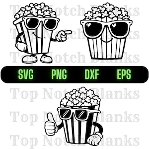 Popcorn With Glasses Svg Popcorn With Sunglasses Png Popcorn Wearing Glasses Clipart Popcorn Vector Bundle Pack Commercial Use
