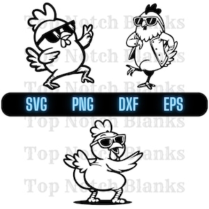 Kip dansen met zonnebril Svg Chicken Dance Png dansen kip Clipart kip vector bundelpakket commercieel gebruik