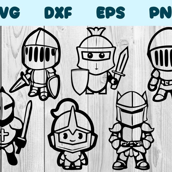 Knight Svg Cartoon Knight Png Cute Knight Clipart Cool Knight Vector Bundle Pack Commercial Use