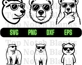 Polar Bear Sunglasses SVG Bundle: Commercial Use (svg, png, dxf, eps)