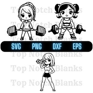 Weightlifter Girl Svg Girl Lifting Weights Png Girl Weight Lifter Clipart Weight Lifting Female Vector Bundle Pack Commercial Use