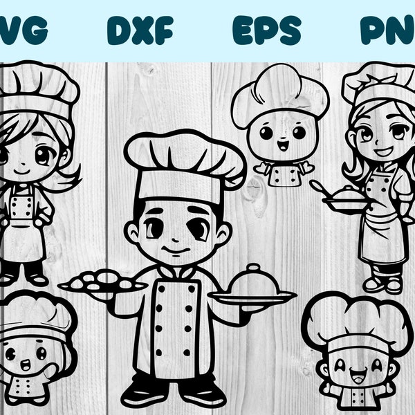 Chef Svg Cartoon Chef Png Happy Chef Clipart Chef Vector Bundle Pack Commercial Use