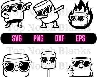 Malvavisco con gafas de sol Svg Malvavisco con gafas Png Clipart Malvavisco Paquete de vectores Malvavisco Uso comercial