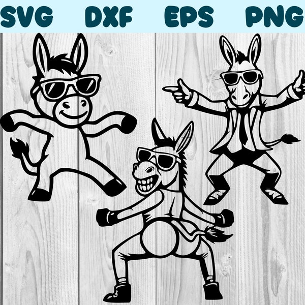 Donkey Dancing With Sunglasses Svg Donkey Dance Png Dancing Donkey Clipart Donkey Vector Bundle Pack Commercial Use