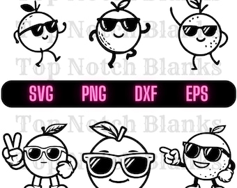 Orange with Sunglasses Clipart: SVG, PNG, Vector Bundle (Commercial Use)