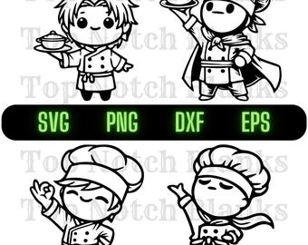 Chef Svg Cartoon Chef Png Happy Chef Clipart Chef Vector Bundle Pack Commercial Use