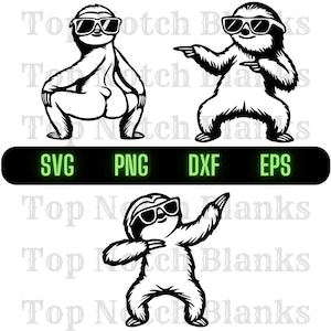 Sloth Dancing With Sunglasses Svg Sloth Dance Png Dancing Sloth Clipart Sloth Vector Bundle Pack Commercial Use