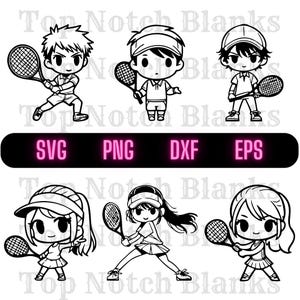 Tennisser Svg tennisser meisje Png tennisser jongen Clipart tennisser Vector bundel Pack commercieel gebruik
