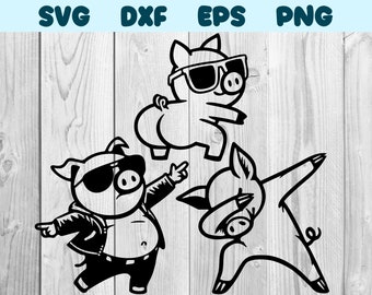 Pig Dancing With Sunglasses Svg Pig Dance Png Dancing Pig Clipart Pig Vector Bundle Pack Commercial Use
