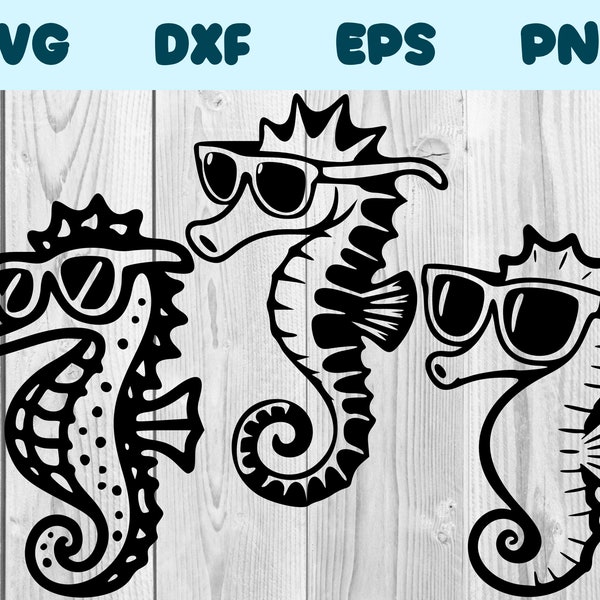 Seahorse With Sunglasses Svg Seahorse Wearing Glasses Png Seahorse With Glasses Clipart Seahorse Vector Bundle Pack Commercial Use