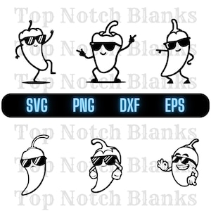 Pfeffer Mit Brille SVG Chili Mit Sonnenbrille Png Tanzen Pfeffer Mit Brille Clipart Pfeffer Vektor Bundle-Pack Kommerzielle Nutzung