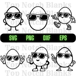Egg With Glasses Clipart: SVG PNG Vector Bundle (Commercial Use)