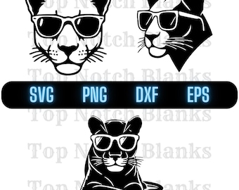 Panther With Sunglasses Svg Panther Wearing Sunglasses Png Panther With Glasses Clipart Panther Vector Bundle Pack Commercial Use