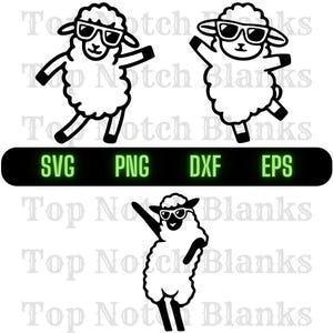 Dancing Sheep with Sunglasses SVG PNG: Vector Clipart Bundle (Commercial Use)