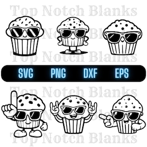 Muffin with Glasses SVG Bundle: Funny Clipart Vector (Commercial Use)