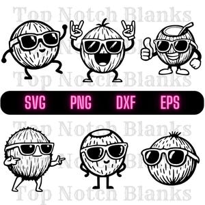 Coco con gafas Svg Coco con gafas de sol Png Coco con gafas de sol Clipart Paquete de vectores de coco Uso comercial