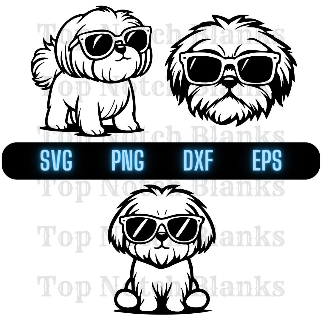 Shih Tzu With Glasses Svg Shih Tzu Wearing Sunglasses Png Shih Tzu With ...