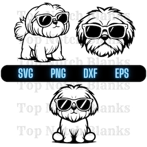 Shih Tzu With Glasses Svg Shih Tzu Wearing Sunglasses Png Shih Tzu With Glasses Clipart Shih Tzu Vector Bundle Pack Commercial Use