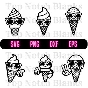 Eistüte mit Brille SVG Eis mit Sonnenbrille Png Eis tragen Brille Clipart Eis Vektor Bundle-Pack Kommerzielle Nutzung