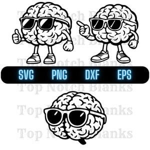 Brain Character Svg Brain Mascot Png Cartoon Brain Clipart Brain Guy Vector Bundle Pack Commercial Use