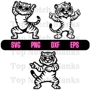 Tiger Dancing With Sunglasses Svg Tiger Dance Png Dancing Tiger Clipart Tiger Vector Bundle Pack Commercial Use