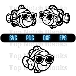 Clownfish With Sunglasses Svg Clownfish Wearing Glasses Png Clownfish With Glasses Clipart Clownfish Vector Bundle Pack Commercial Use