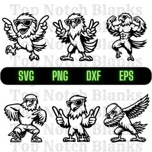 Dancing Eagle with Sunglasses SVG Bundle: Commercial Use Clipart (Digital Files)