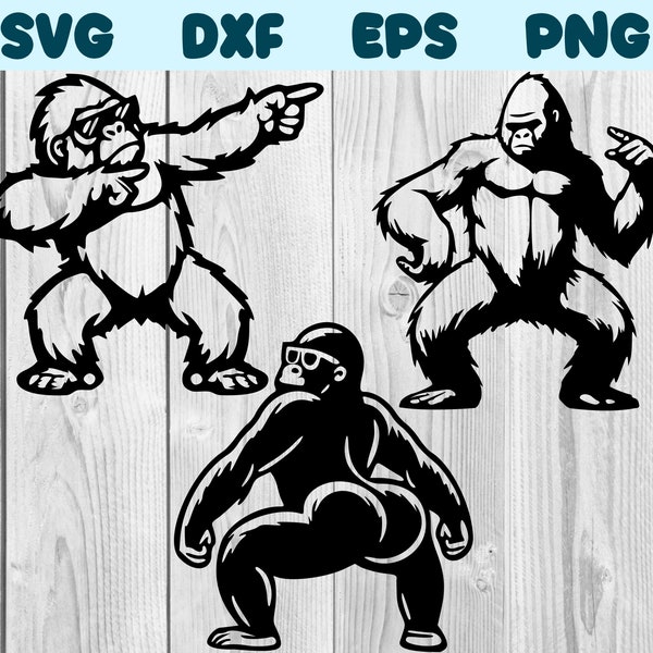 Gorilla Dancing With Sunglasses Svg Gorilla Dance Png Dancing Gorilla Clipart Gorilla Vector Bundle Pack Commercial Use