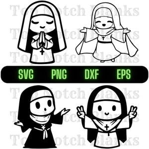 Nun SVG Bundle: Peace Sign Clipart, Commercial Use (Digital Download