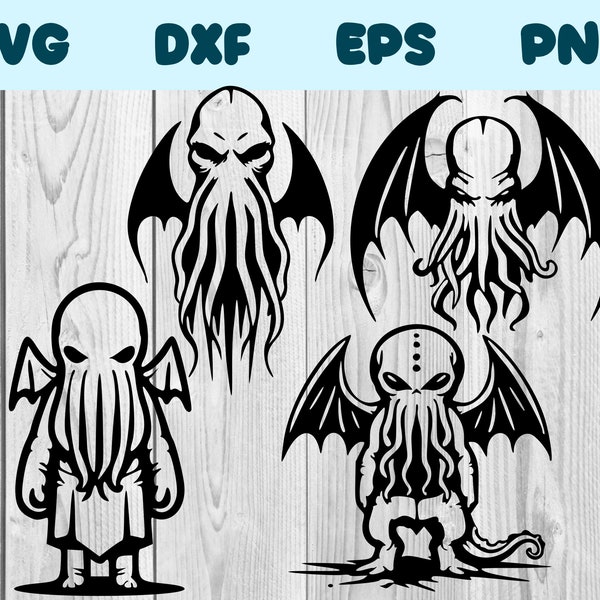 Cthulhu Svg Cthulhu Png Badass Cthulhu Clipart Cool Cthulhu Vector Bundle Pack Commercial Use