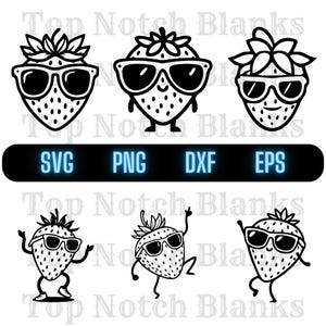Strawberry Dancing With Glasses Svg Strawberry With Sunglasses Png Strawberry Clipart Strawberry Vector Bundle Pack Commercial Use