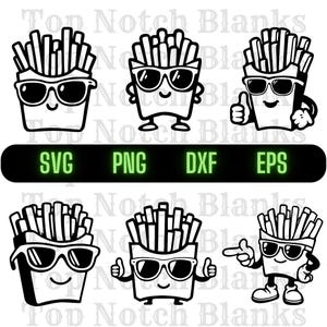 French Fries Clipart Bundle: Funny Food SVG, PNG, Vector (Commercial Use)