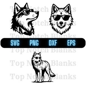 Wolf With Sunglasses Svg Wolf Wearing Glasses Png Wolf With Glasses Clipart Wolf Vector Bundle Pack Commercial Use