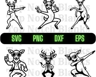Deer Dancing with Sunglasses: Commercial Use Bundle (svg, png, dxf, eps)