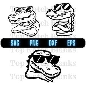 Alligator With Sunglasses Svg Alligator Wearing Glasses Png Crocodile With Glasses Clipart Alligator Vector Bundle Pack Commercial Use