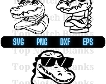 Alligator With Sunglasses Svg Alligator Wearing Glasses Png Crocodile With Glasses Clipart Alligator Vector Bundle Pack Commercial Use