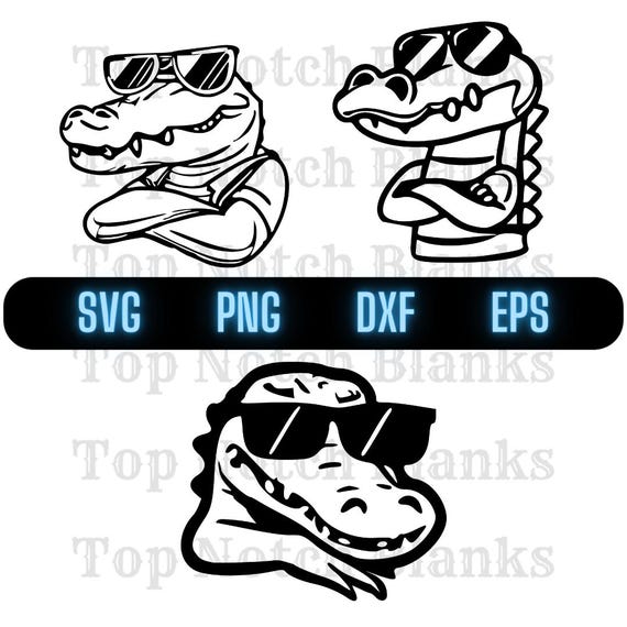 Alligator With Sunglasses SVG Bundle: Crocodile Clipart