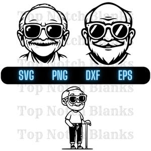 Alter Mann mit Sonnenbrille SVG Alter Mann mit Brille Png älterer Mann Clipart alter Mann Vektor-Bundle-Pack Kommerzielle Nutzung