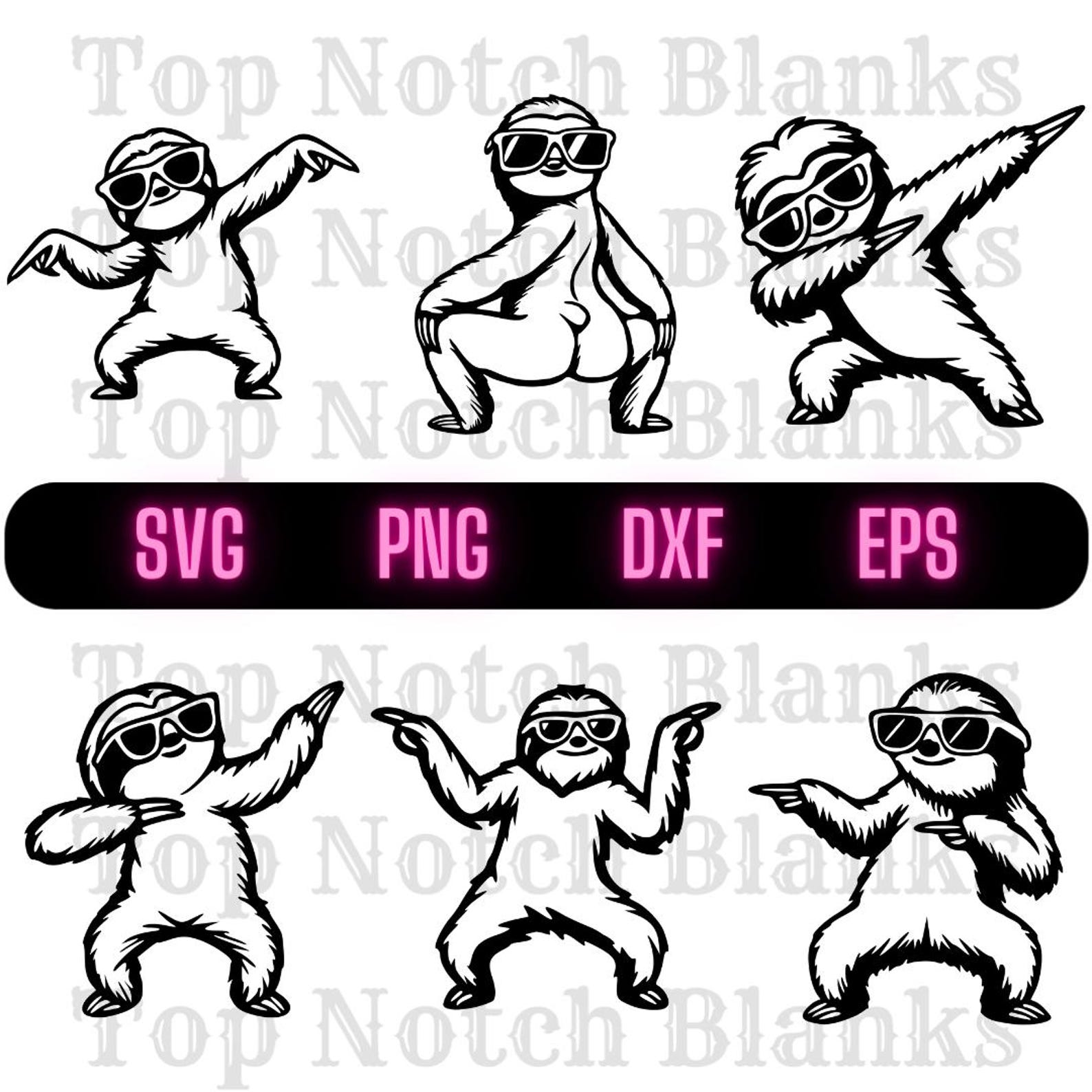 Dancing Sloth SVG Bundle: Sunglasses Clipart, PNG, Vector (commercial ...