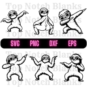 Paquete SVG de perezoso bailando: gafas de sol (imágenes prediseñadas, PNG, vector, uso comercial)