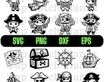 Cartoon Pirate SVG Bundle: Commercial Use Clipart (Digital Download)