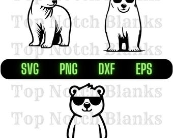 Polar Bear Wearing Sunglasses Svg Polar Bear Png Polar Bear Clipart Polar Bear Vector Bundle Pack #2 Commercial Use