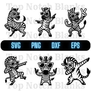Dancing Zebra Clipart: Sunglasses, Vector Bundle (svg, png, dxf, eps)