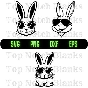 Lapin avec des lunettes Svg lapin portant des lunettes de soleil Png lapin avec des lunettes Clipart lapin vecteur Bundle Pack usage commercial